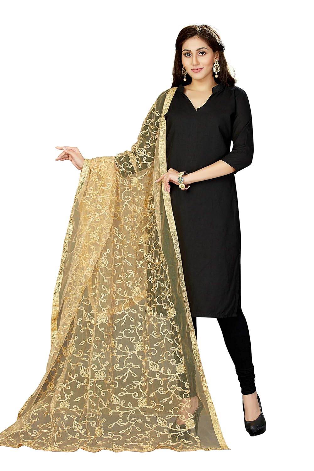 rani saahiba women's net embroidered dupatta