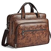 Shrrie Leather Messenger Bag for Men&Women 17 Inch Leather Laptop Bag,Water-Resistant Large Shoulder Satchel Office,Work
