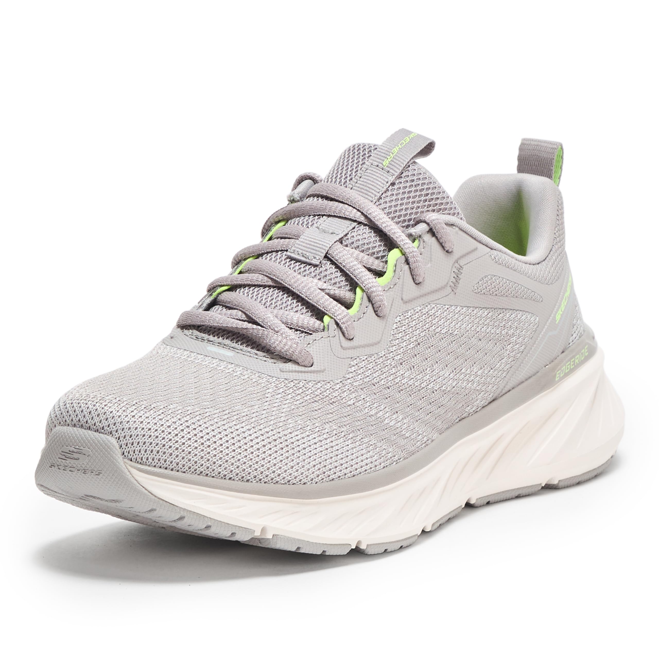 Skechers Women’s EDGERIDE-Power Flow Sneaker, Grey/Lime, 5