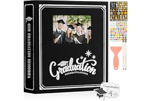 Lanpn Graduation Scrapbook Self Adhesive Photo Album, DIY Memory Scrap Book Grad Picture Album Sticky Magnetic Pages holds 4x