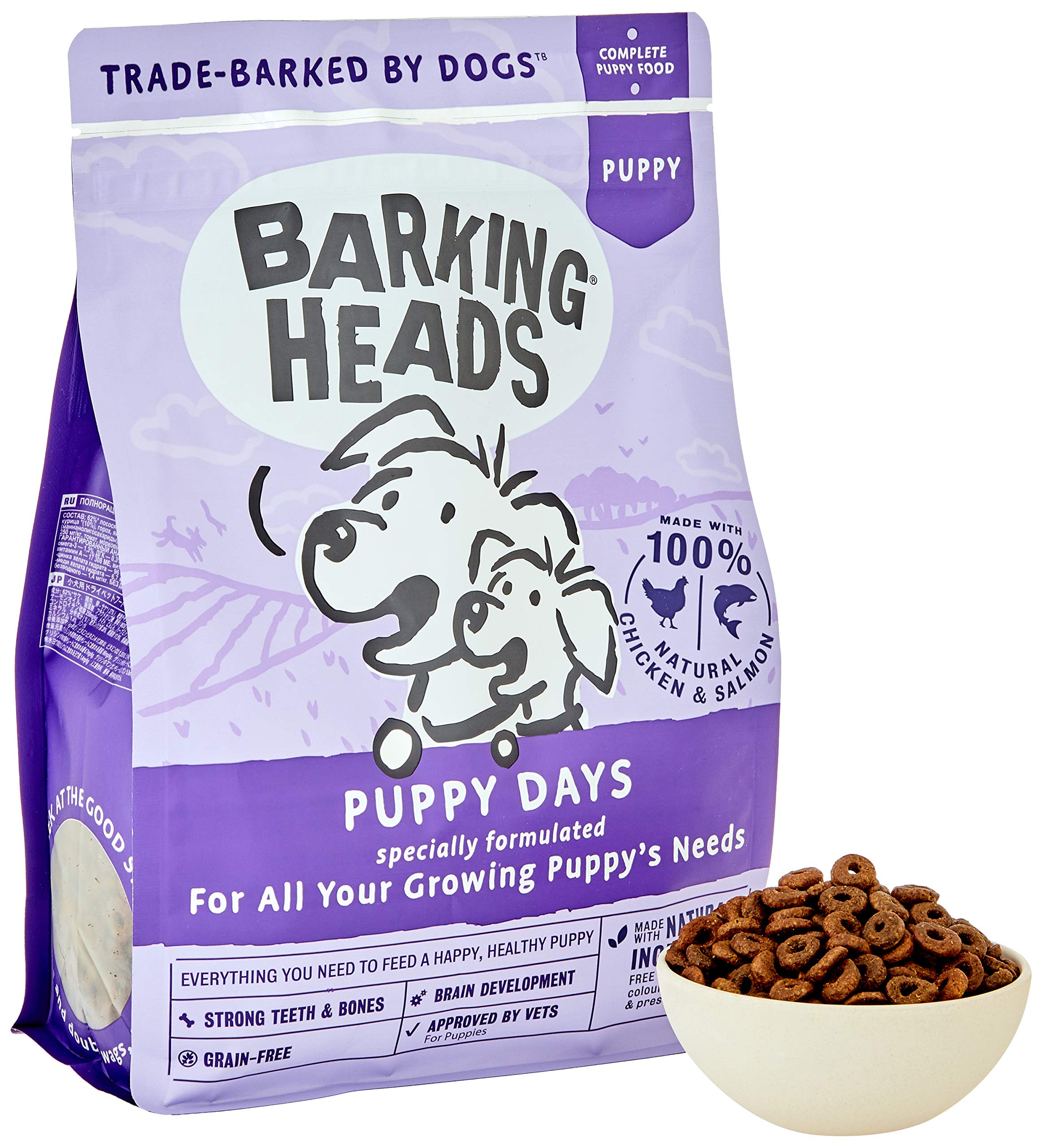 Barking Heads Complete Dry Dog Food 1kg x 4 - Puppy All Hounder Puppy Days Turkey - Natural Grain Free Hypoallergenic for Sensitive Digestion & Development - Vet Approved