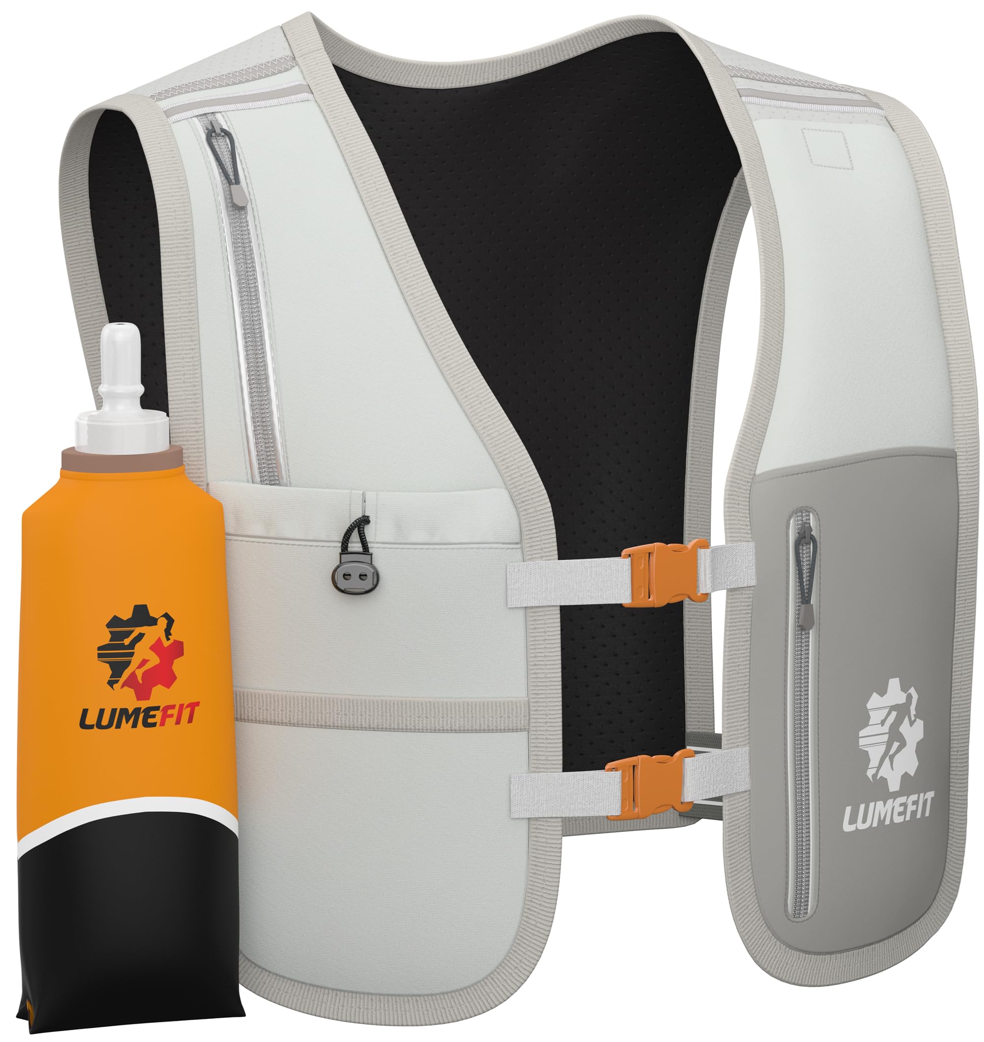 LUMEFIT Running Vest Phone Holder - Hydration Vest with Water Bottle- Reflective Vest for Men and Women- Running Hydration Vest Waterproof Phone Pouch
