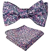 Alizeal Mens 2pcs Classic Floral Pattern Self-tied Bow Tie and Handkerchief Set