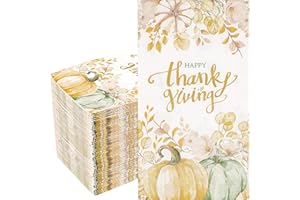 Supernal 100pcs Thanksgiving Napkins 3-Ply Disposable Thanksgiving Paper Napkins Dinner Napkins Fall Pumpkin Paper Napkins for Home Dinner Bathroom Kitchen Autumn Decoration
