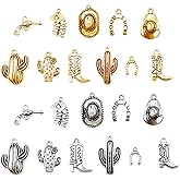 Julie Wang 100 Grams Alloy Western Cowboy Cowgirl Charms Antique Silver Gold Color Boot Hat Pendants for Necklace Earrings Bracelet Jewelry Making Women Gifts Craft DIY Findings