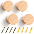 Blulu 4-Pack Wood Wall Hooks - Heavy Duty Beech Wood Pegs For Coats, Hats, Towels (Yellow) - View #5