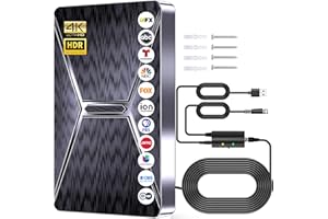 AXEVOI 2026 Upgraded Indoor TV Antenna, 3200+ Miles Range HD Digital Antenna for Smart TV, Strongest with Amplified Signal Booster Supports 4K 8K 1080p All TVs- 38FT Coaxial Cable for Local Channels