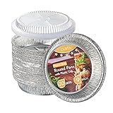 CURTA 9" Round Aluminum Foil Pans with Clear Lids