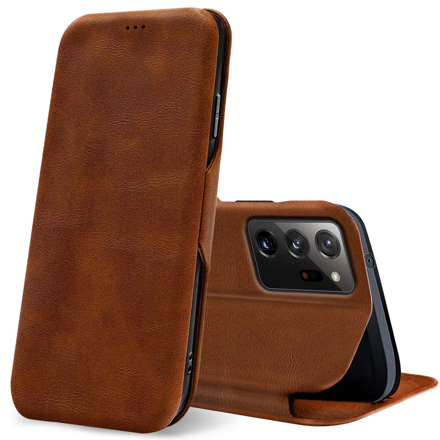Verco Book Style for Samsung Galaxy Note 20 Ultra Case, Premium Magnetic Flip Cover for Samsung Galaxy Note 20 Ultra Wallet Case with Card Slot, Brown