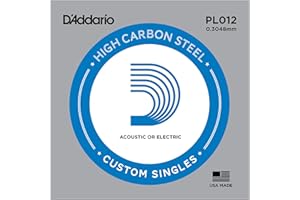 D'Addario PL012 Bulk Plain Steel Guitar Single String - .012 Gauge
