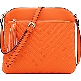FashionPuzzle Chevron Quilted Medium Crossbody Bag with Tassel Accent