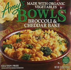 Amy's Frozen Meals, Broccoli & Cheddar Bake Bowl, Made With Organic Vegetables, Microwave Meals, 9.5 Oz