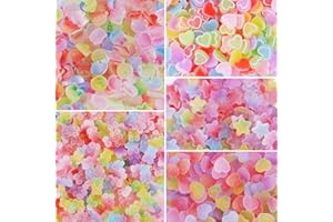 LOPURO 80pcs Jelly Sugar Soft Heart Star Animals Candy Flatback Charms, DIY Craft Making Resin Jewelry Making Kit, Soft Candy Resin Flatback Beads for DIY Scrapbooking Hair Clip Crafts Cell Phone Case Making