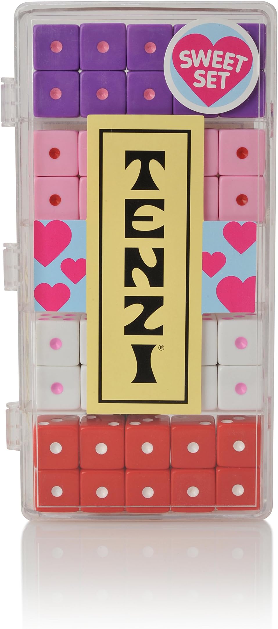 TENZI Select Dice Game - A Fun, Fast Frenzy for The Whole Family - 4 Sets of 10 Uniquely Colored Dice with Storage Case - Sweet Set