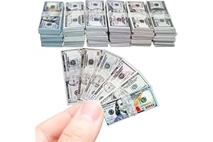 LUFEEMGA 600PCS 1:12 Dollhouse Miniature Dollar Bills Set, Old Tiny Mixed Denominations Money for Doll House, New