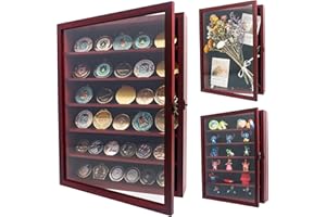 GMFrames 12x16 Wooden Shadow Box Frame with Removable Shelves Deep Display Case for Military Medals Keepsakes Cherry
