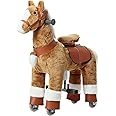 JoJoPooNy Ride on Horse Toy, Kids Ride on Toy for 3-6 Years Old, Premium Riding Horse Plush Animal Toy, Walking Horse Toy with Wheels (27 Inch Height)