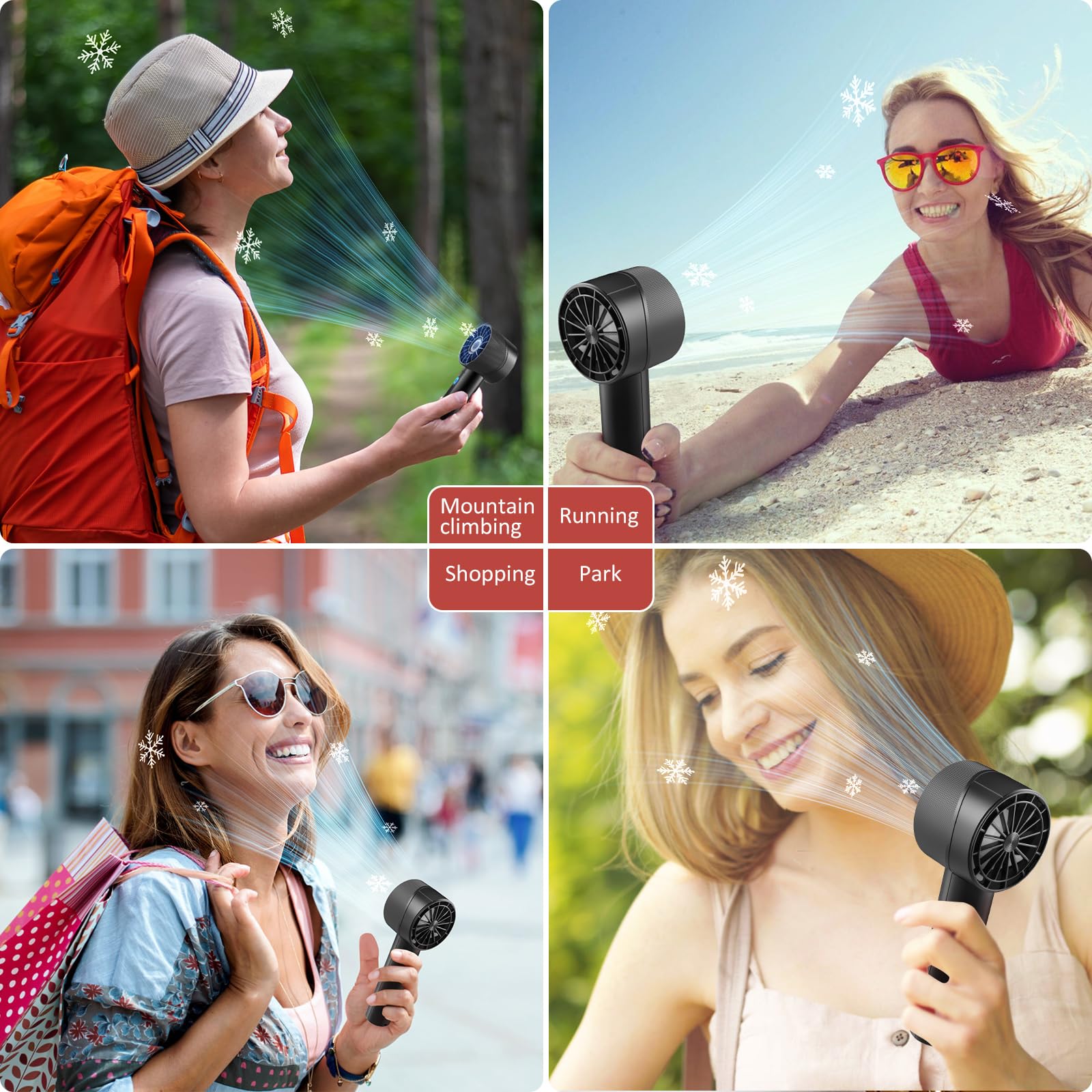 MTaoyac 2PCS Portable Handheld Fan, Rechargeable, Mini Personal Fan, 4 Speeds, USB Battery, Small High Speed Fan, for Makeup, Home, Office, Travel and Outdoor Activities
