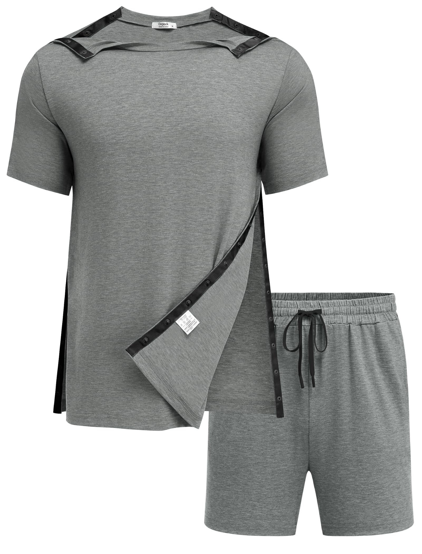 Photo 1 of ***ONLYY SHORT****Deyeek 2Pcs Unisex Post Shoulder Surgery Shirts & Shorts Tear Away Shirts for Rotator Cuff Surgery Chemo Port Access Clothes