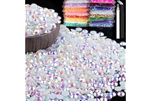 BELLEBOOST 5000pcs 5mm Resin Rhinestones Bulk, White AB Flatback Round Jelly Rhinestones Bedazzling Non Hotfix Crystal Gems Large Quantity Wholesale for DIY Crafts Clothes Bottles Tumblers Face Makeup Manicure