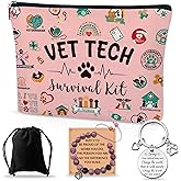 SEAOYOZO Vet Tech Appreciation Gift Set for Women, Thank You Makeup Bag with Keychain and Bracelet, Cosmetic Travel Pouch Organizer for Friends or Coworkers