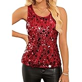GRACE KARIN Women's Sequin Top Sleeveless Sparkly Dressy Tank Tops Vest Glitter Cocktail Party Shiny Club Night