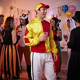 HENBRANDT Adult Men’s Red Yellow Horse Jockey Outfit with Peak Cap view 3