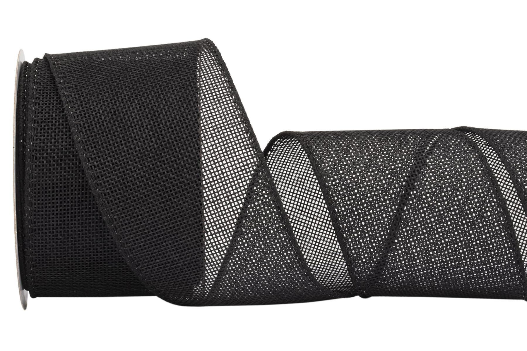 Zofrud Black Burlap Ribbon - 64mm x 9M | Faux Jute Wired Ribbon for Wreaths, Christmas Decorations, Rustic Weddings, and Large Bow