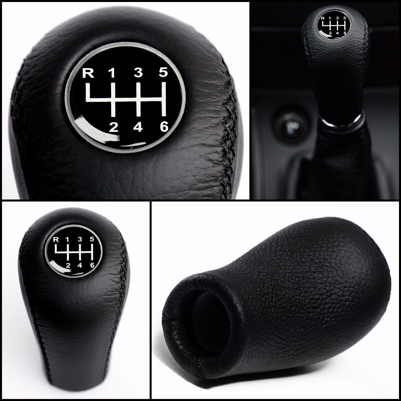 6 Speed Gear Shift Knob. Natural italian leather.