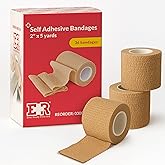 Ever Ready First Aid Self Adherent Cohesive Wrap Bandages, 2” x 5 Yards for First Aid, Sprains, Swelling, Sports, Pets, Tan – 36 Count
