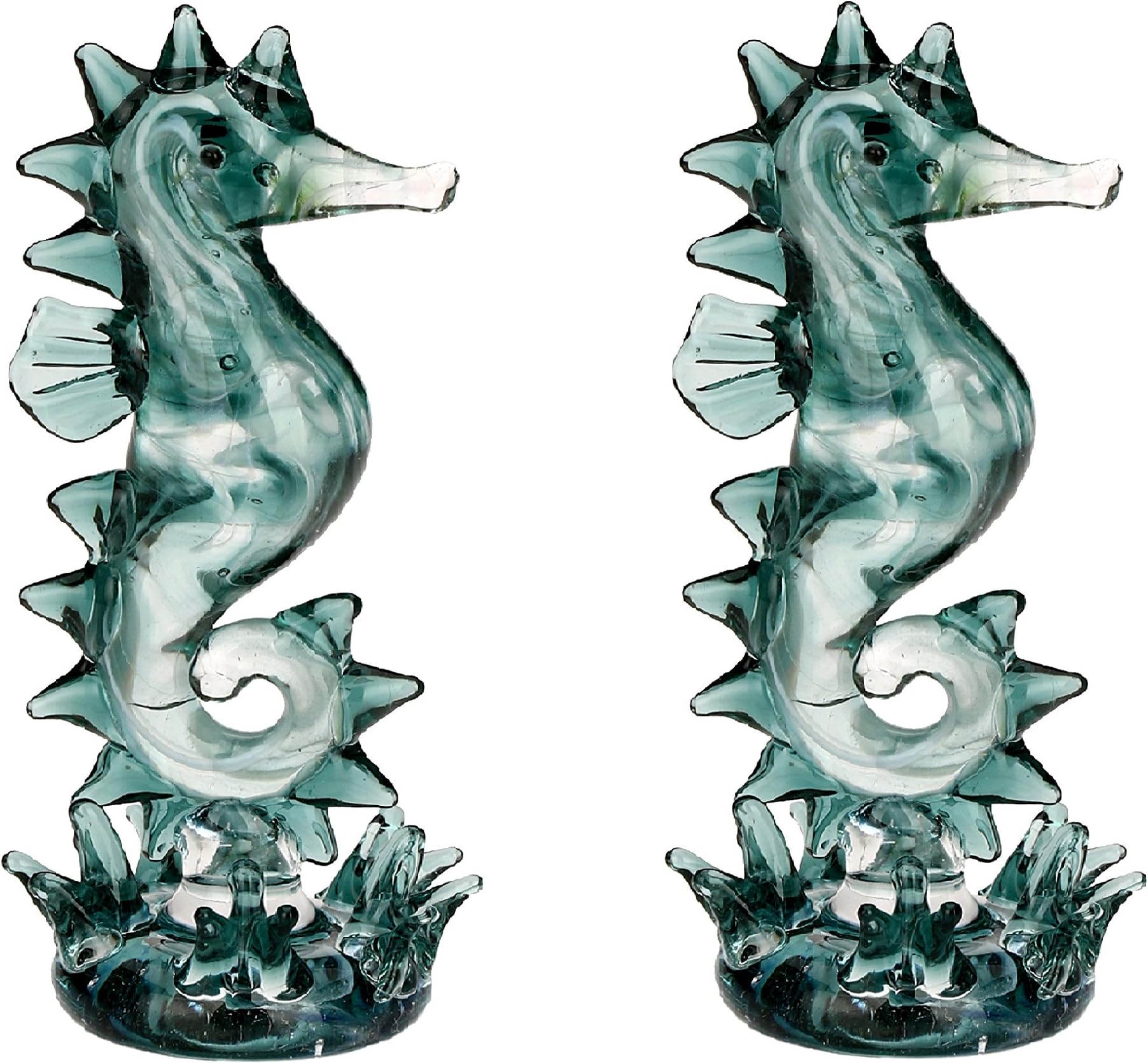 Sea Horse On Grass Animal Figure, Statue, Showpiece Handmade Crystal Showpiece by Somil for House Decoration, Car Dashboard, Gift, (Set of 2)