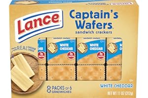 Lance Sandwich Crackers, Captain's Wafers White Cheddar, 8 Individual Packs, 6 Sandwiches Each, 6 Count (Pack of 8)