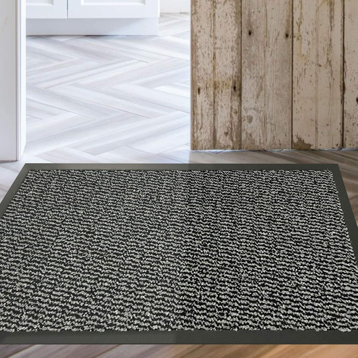 FunkyBuys Barrier Mat Large Grey/Black Door Mat Rubber Runner Barrier Mats Rug PVC Edged Heavy Duty Kitchen Mat - Image 4