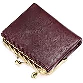 RNIEGA Wallet Women Small RFID Blocking Bifold Leather Wallets for Women Vintage Coin Purse With Zipper and Kiss Lock