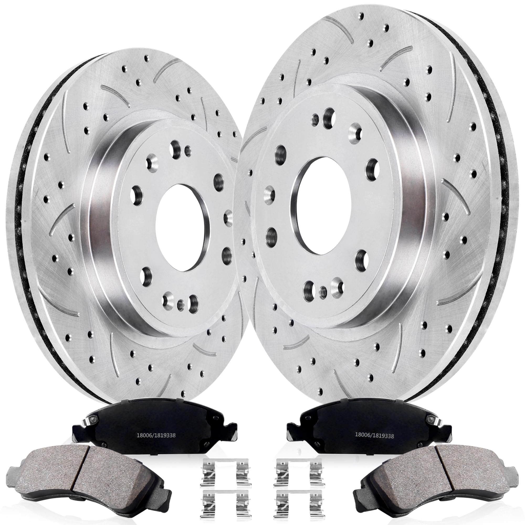 Photo 1 of UNITHUB Front Drilled and Slotted Brake Pads and Rotors Kit Ceramic Automotive Replacement Brake Kits Vented 12.99 Inch Compatible for Escalade Silverado Yukon 2006-2020 (10 Pcs)