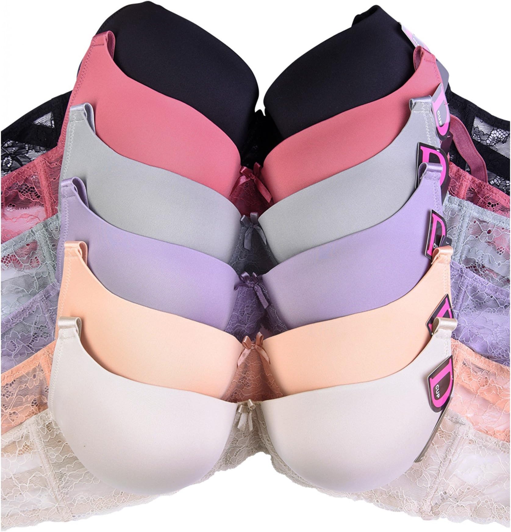 Women's Basic Plain Bras (Packs of 6)