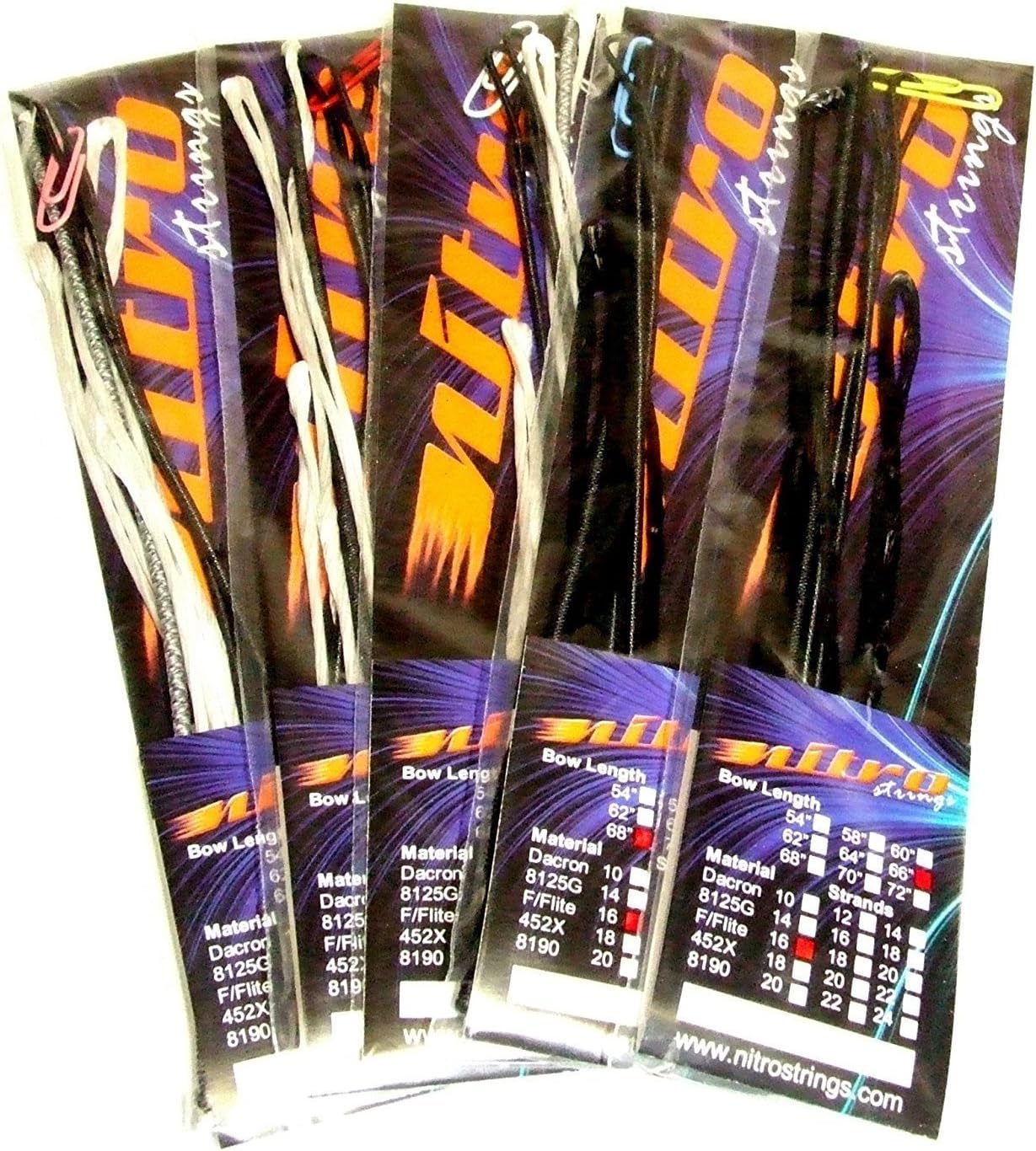 New Nitro Archery Recurve Bow String Bowstring Fast Flite 18 Strand (white, 66")