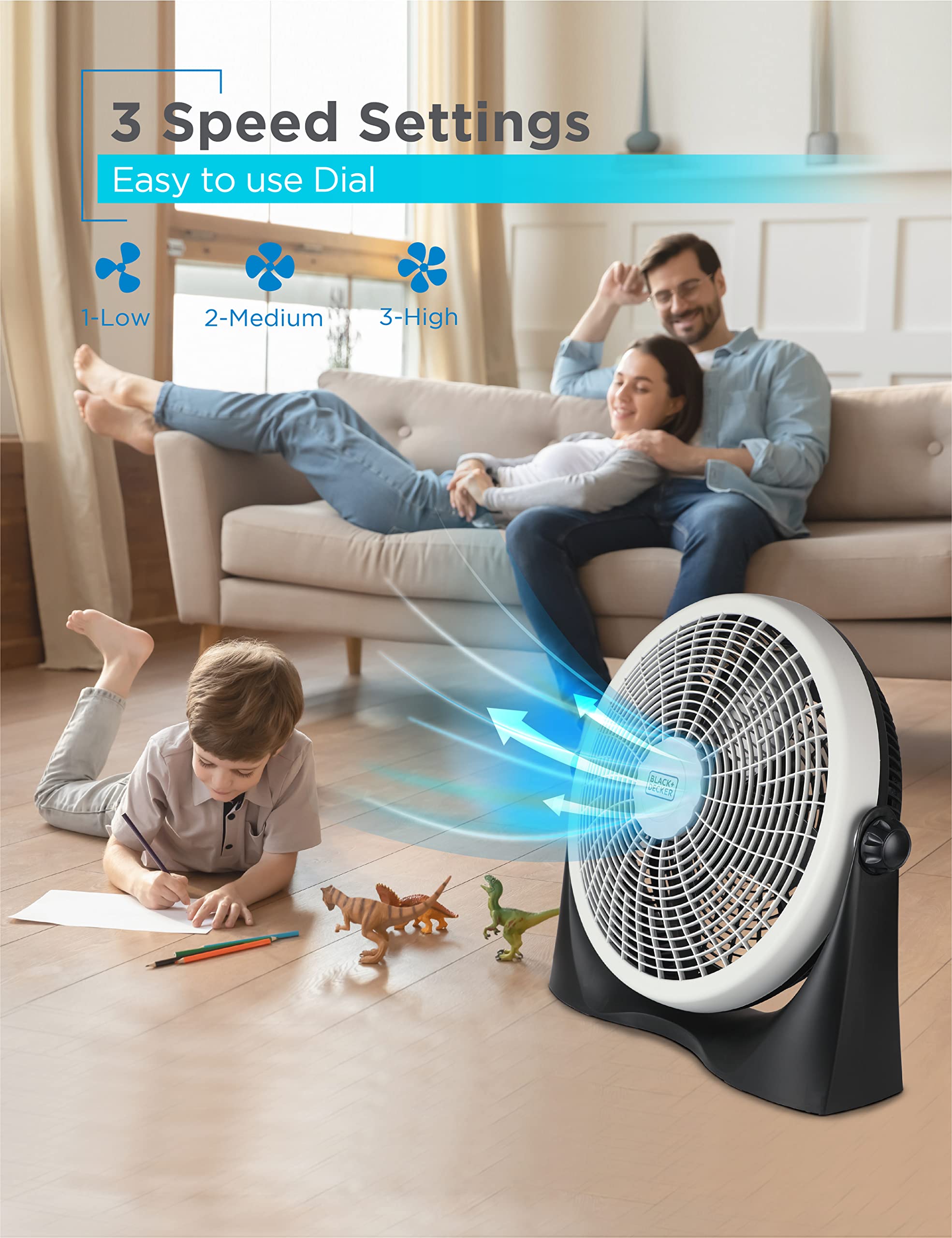 BLACK+DECKER High Velocity Floor Fan, 15.6