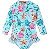 UMELOK Baby Girls' One Piece Swimsuit Rash Guard Swimwear Long Sleeve with UPF 50+ Sun Protection