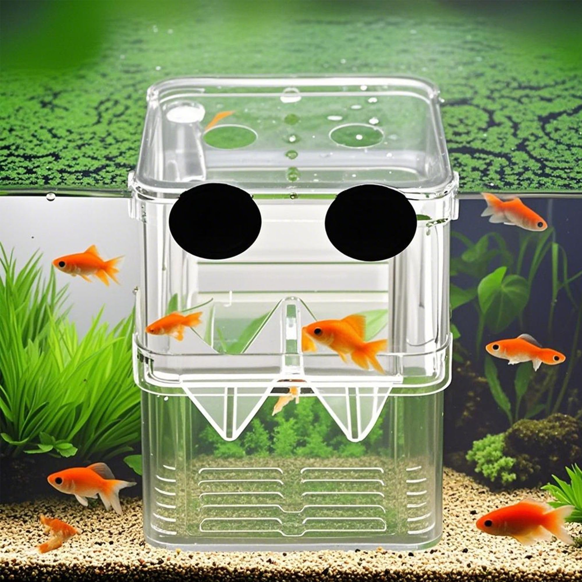 FGXY Aquarium Breeding Box - Multi-Functional Plastic Isolation Box for Guppy and Tropical Fish With Floating Incubator Tank Divider, Suction Cups