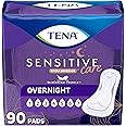 TENA Sensitive Care Incontinence Pads, Bladder Control, Postpartum for Women, Overnight Absorbency, Extra Coverage, 90 Count