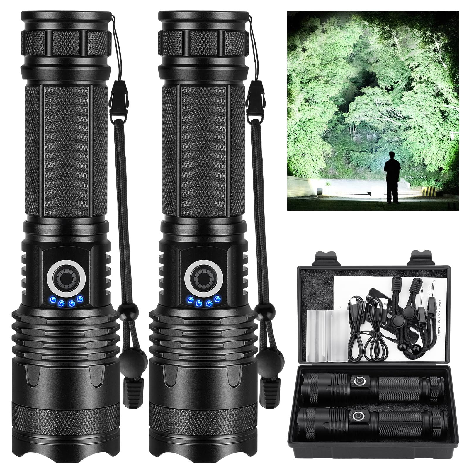 Photo 1 of ***only one*GDPLUS Rechargeable Led Flashlights high lumens, 2 Packs 99000 Lumen Super Bright Flashlight with 5 Modes, Powerful Waterproof Flash Light for Home,Emergencies,Camping