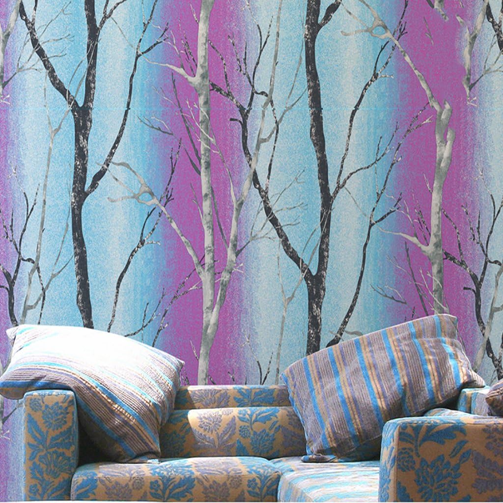 Wallpaper 3D Forest Trunknon-Woven Fabric Wall Paper for Clothing Store Restaurant Barbershop Hotel Bedside Background Wall Sticker,0.53X10m,B