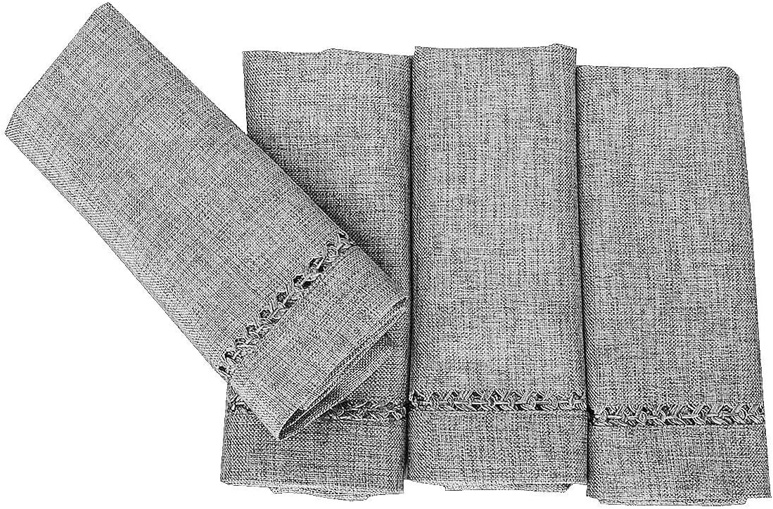 Grelucgo Handmade Hemstitch Gray Dining Table Runner Or Dresser Scarf, Rectangular 14 by 48 Inch: Home & Kitchen