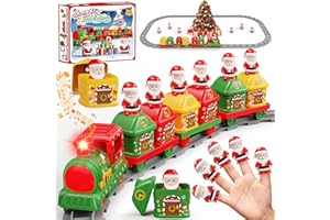 Einailvk Train Set for Toddlers 2-4, Christmas Train Set for Around The Tree, Electric Toddler Toys with Music, Light, Track, Puppet, Barn, Birthday for 1 2 3 4 Years Old Baby Boy Girl