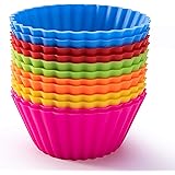 Silicone Baking Cups, SAWNZC Reusable Cupcake Liners Non-stick Muffin Cups Cake Molds Cupcake Holder, 12 Packs in 6…