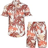 Men's 2 Piece Hawaiian Vacation Outfits Tropical Floral Beach Summer Shorts Sets