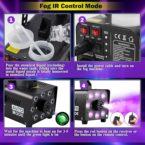 AGPTEK FOG MACHINE, SMOKE MACHINE WITH 13 COLORFUL LED LIGHTS EFFECT, AUTO MODE 2000CFM FOG WITH 1 WIRED RECEIVER AND 2 WIRELESS REMOTE CONTROLS, PERFECT FOR WEDDING, HALLOWEEN, PARTY AND STAGE EFFECT