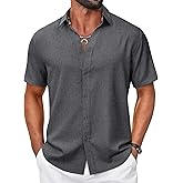 COOFANDY Mens Casual Button Down Shirt Short Sleeve Summer Shirt for Beach Vacation Resort Wear