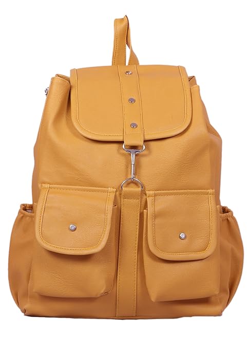 FutureWorld Women Backpack Waterproof Bag Zipper Type in PU (Tan)